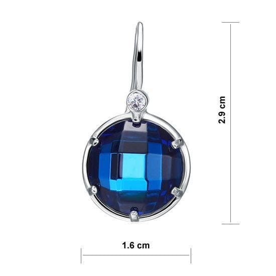 Navy Blue Created Topaz Dangle Earrings