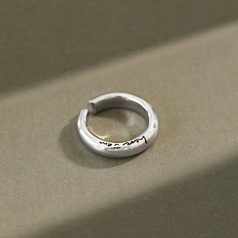 Letters Here i am 925 Sterling Silver Adjustable Ring