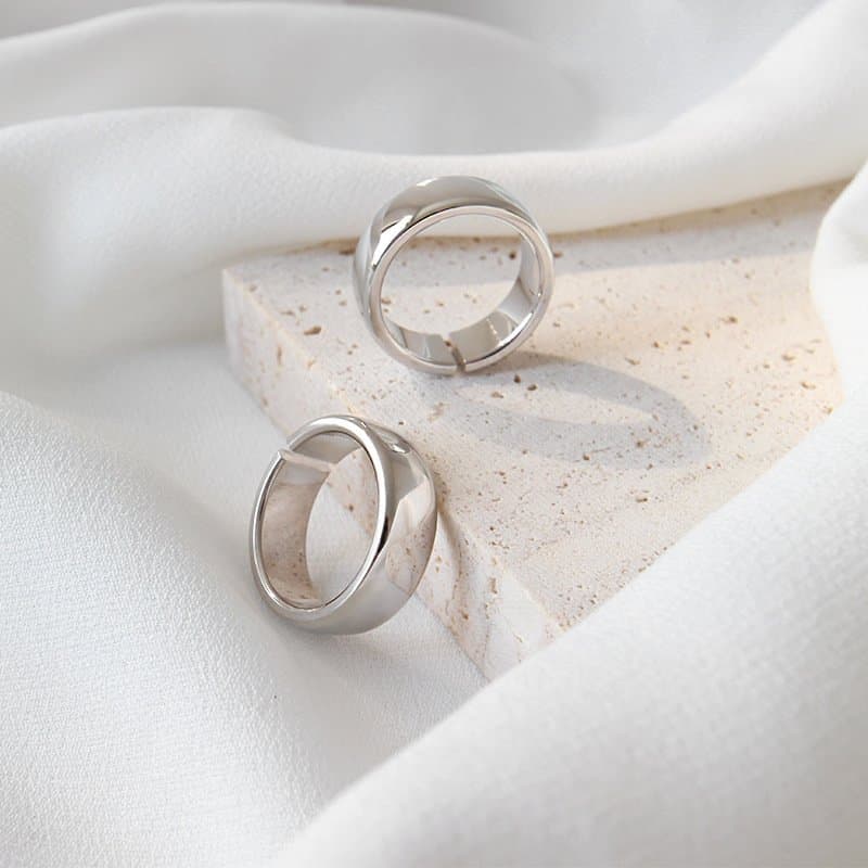 Smooth Wide 925 Sterling Silver Adjustable Ring