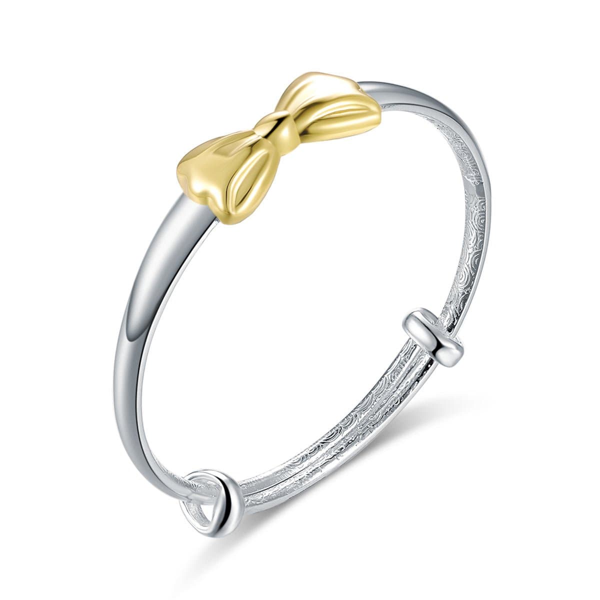 Newborn Baby 999 Silver Baby Bangle Gold Plated Ribbon