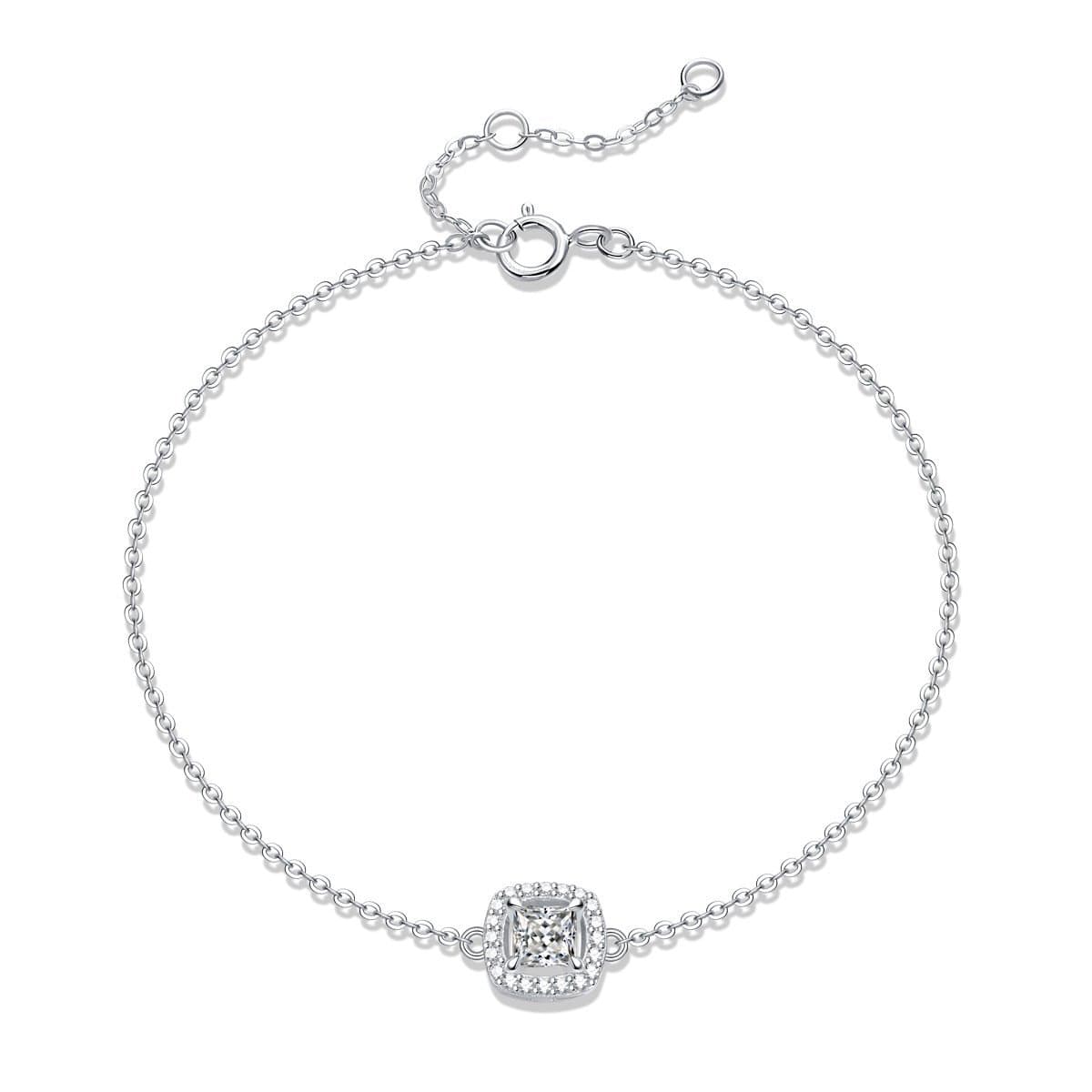 Moissanite CZ Geometric Square 925 Sterling Silver Bracelet