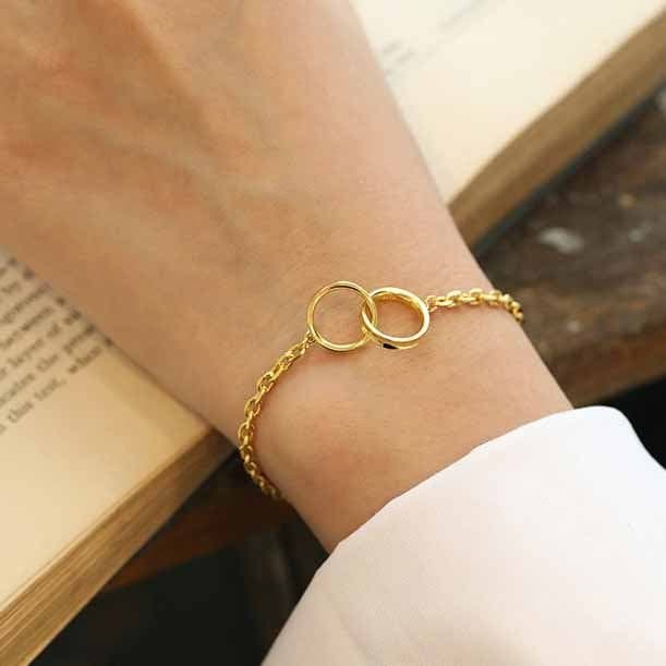 Double Circles 925 Sterling Silver Chain Bracelet