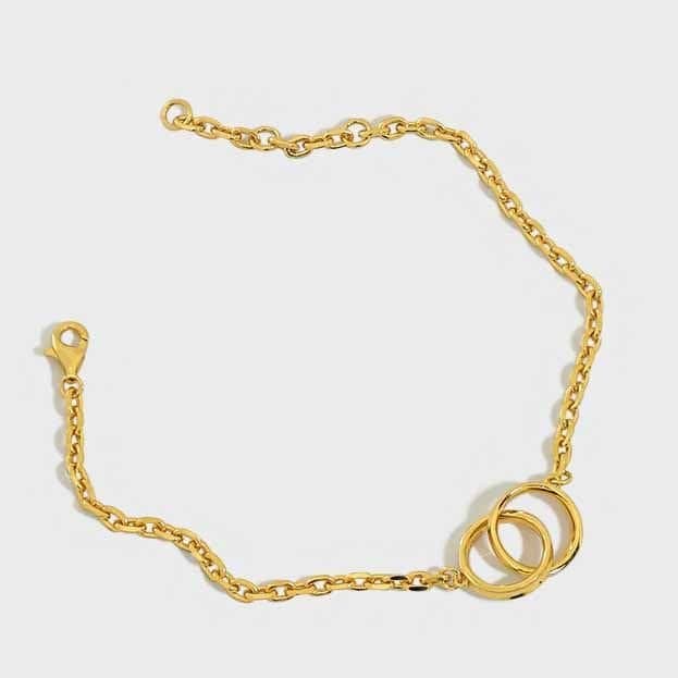 Double Circles 925 Sterling Silver Chain Bracelet