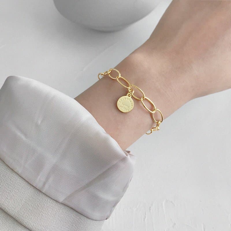 Letters Tag 925 Sterling Silver Hollow Chain Bracelet
