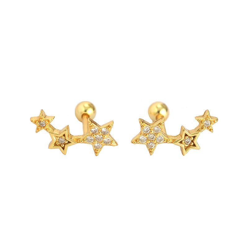 Shining CZ Stars 925 Sterling Silver Stud Earrings