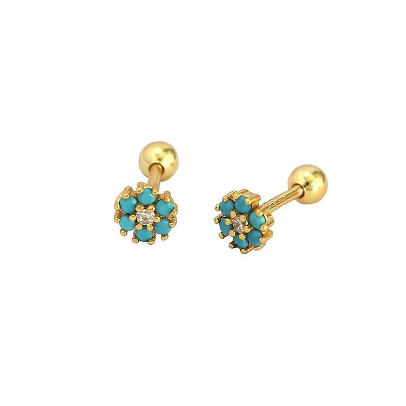 Mini Colourful CZ Flowers 925 Sterling Silver Stud Earrings