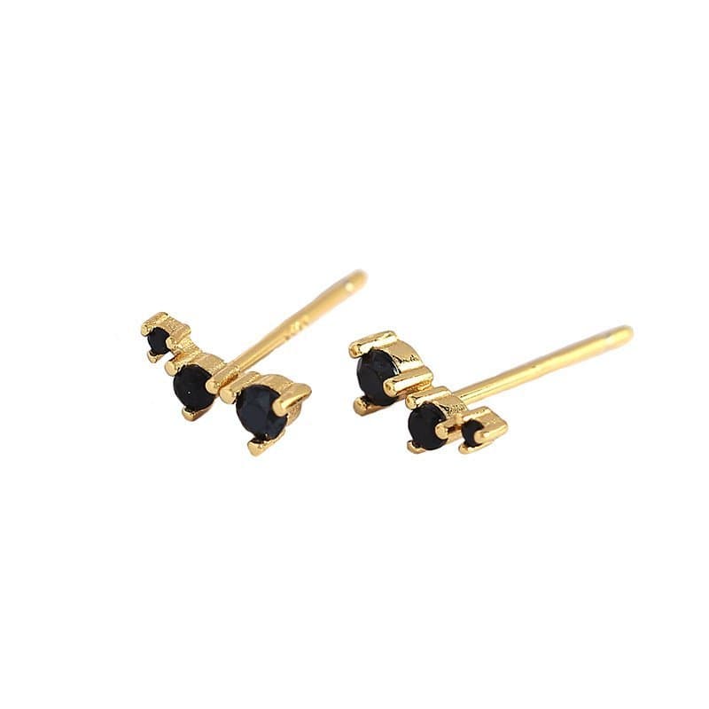 Geometric CZ Lines 925 Sterling Silver Stud Earrings