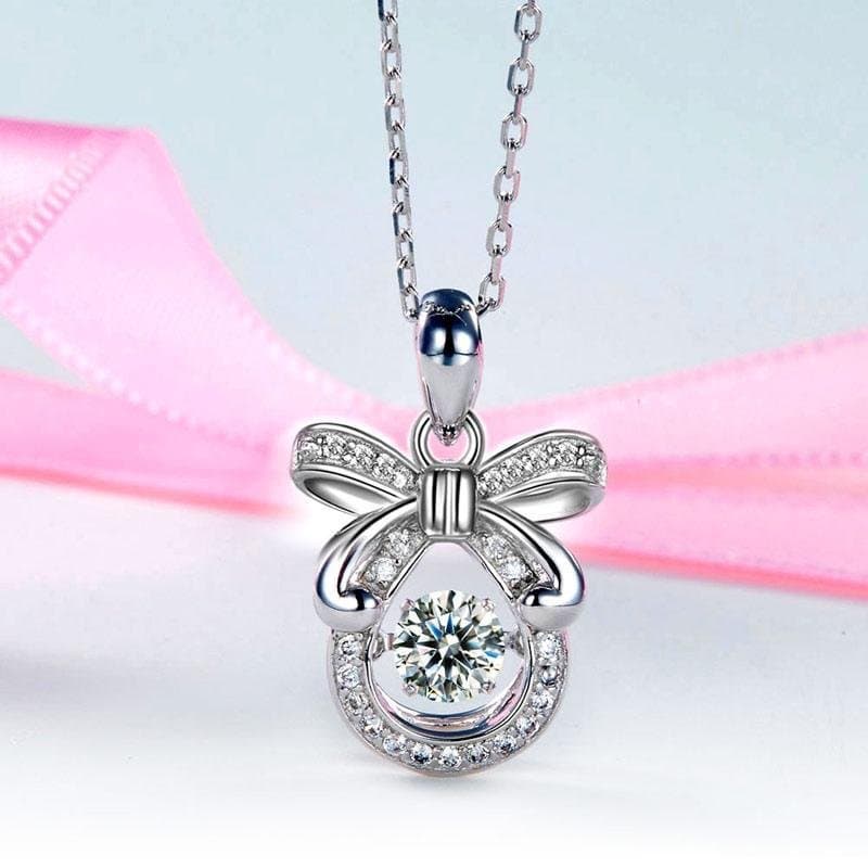 Ribbon Dancing Stone Pendant Necklace