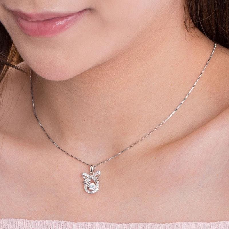 Ribbon Dancing Stone Pendant Necklace