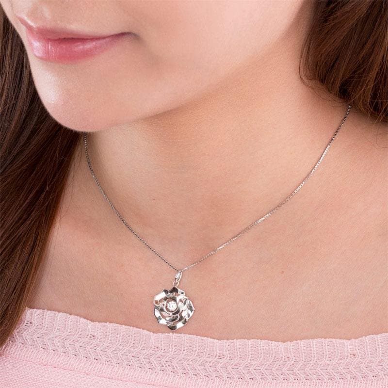 Rose Dancing Stone Pendant Necklace
