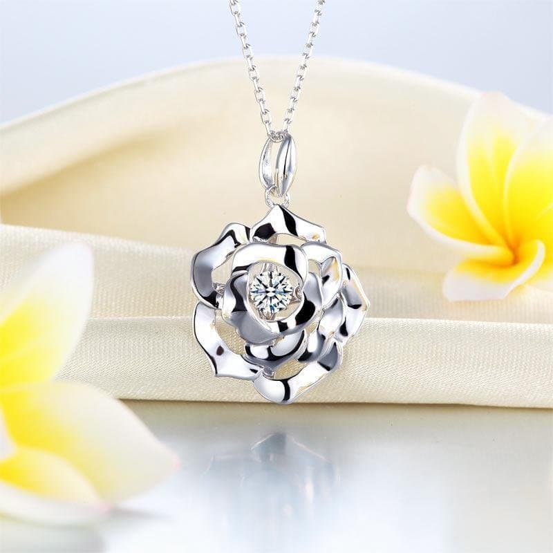 Rose Dancing Stone Pendant Necklace