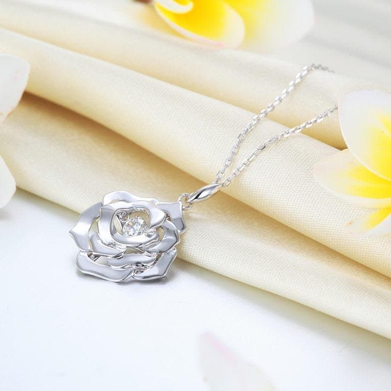 Rose Dancing Stone Pendant Necklace