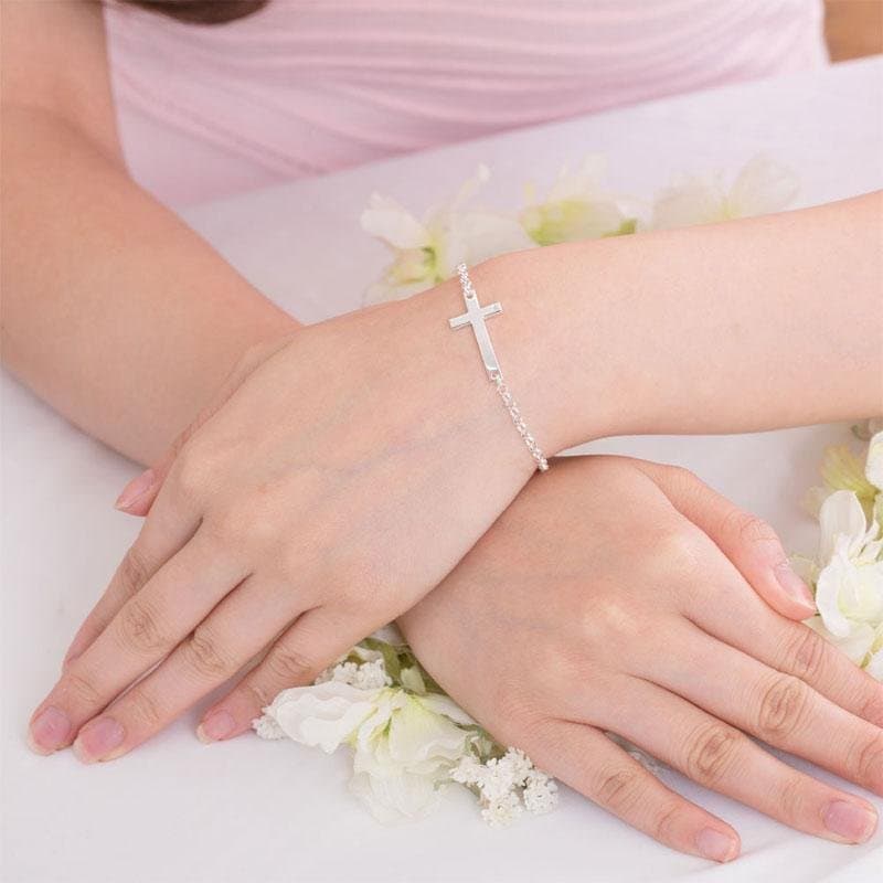 Solid 925 Sterling Silver Bracelet Cross