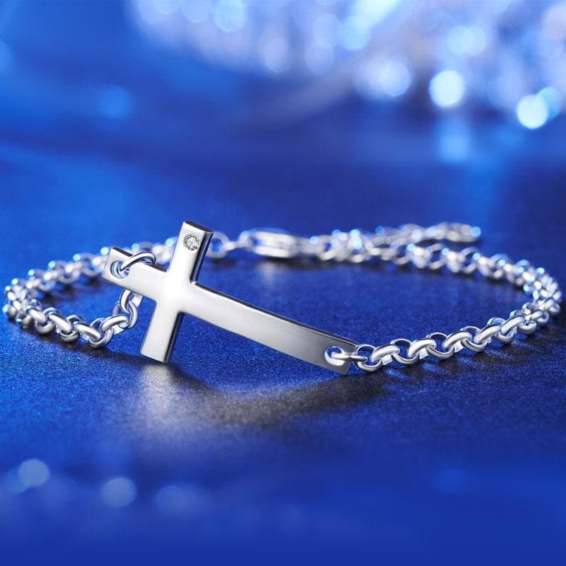 Solid 925 Sterling Silver Bracelet Cross