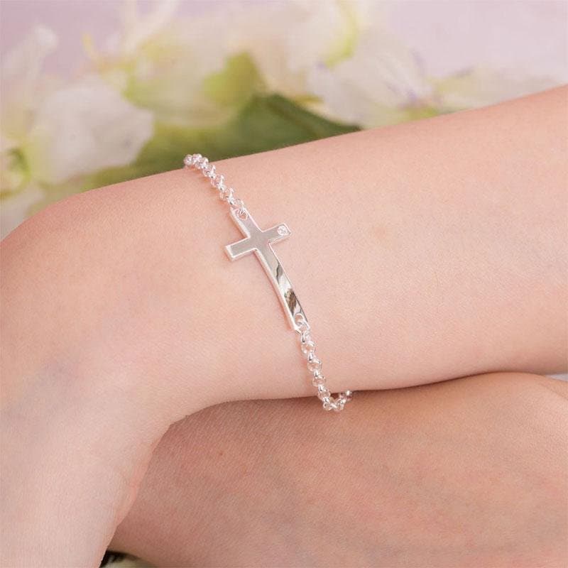 Solid 925 Sterling Silver Bracelet Cross
