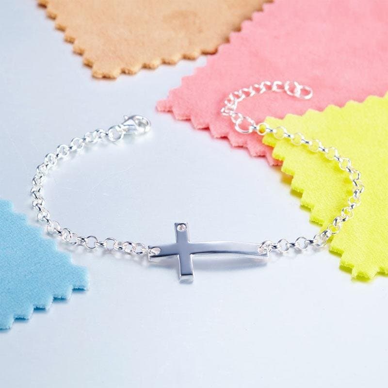 Solid 925 Sterling Silver Bracelet Cross
