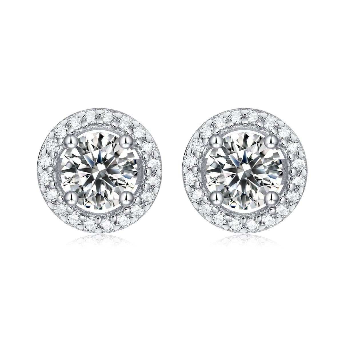 Graduation Round Moissanite CZ Simple 925 Sterling Silver Stud Earrings