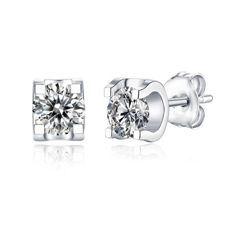 Four Claw Moissanite CZ 925 Sterling Silver Stud Earrings
