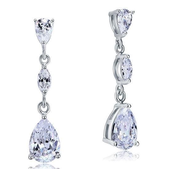 2 Carat Pear Cut Created Diamond Dangle Drop Earrings