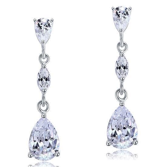 2 Carat Pear Cut Created Diamond Dangle Drop Earrings