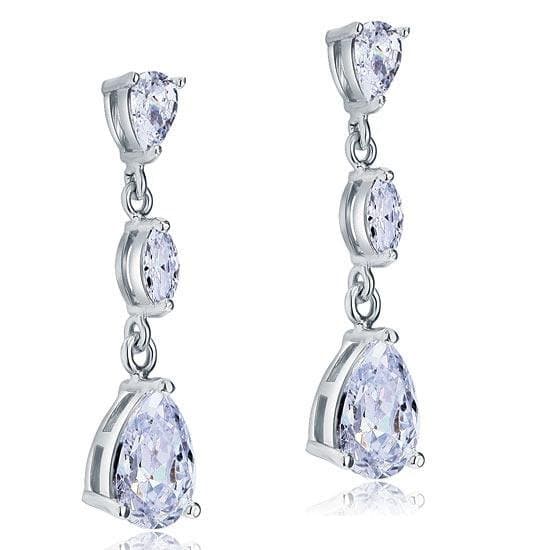 2 Carat Pear Cut Created Diamond Dangle Drop Earrings