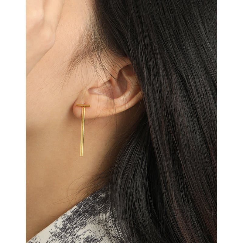Letter T 925 Sterling Silver Stud Earrings