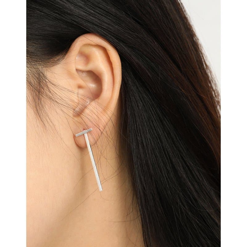 Letter T 925 Sterling Silver Stud Earrings
