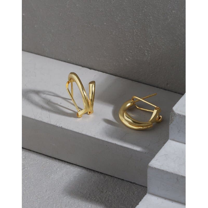 Lines Circle 925 Sterling Silver Hoop Earrings