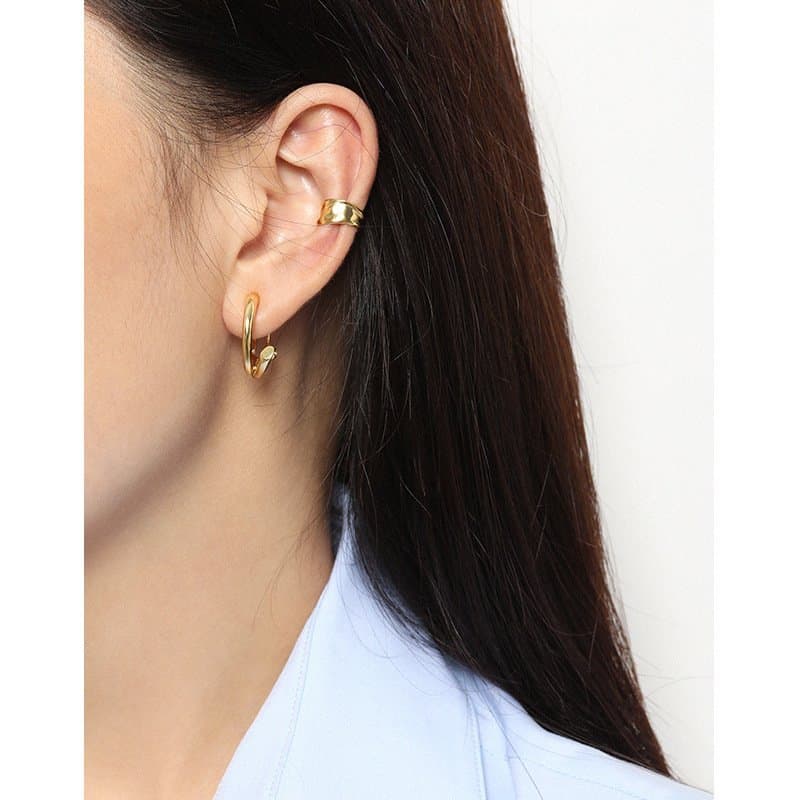 Lines Circle 925 Sterling Silver Hoop Earrings