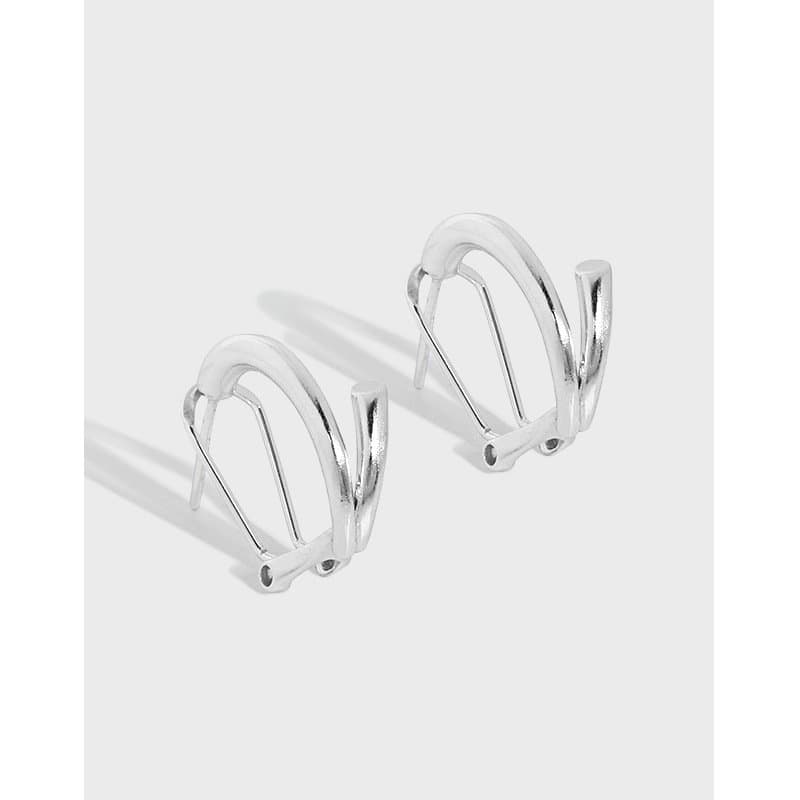 Lines Circle 925 Sterling Silver Hoop Earrings