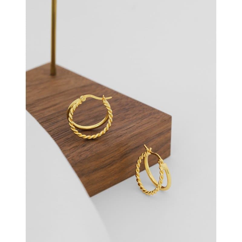 Double Layers Twisted 925 Sterling Silver Hoop Earrings