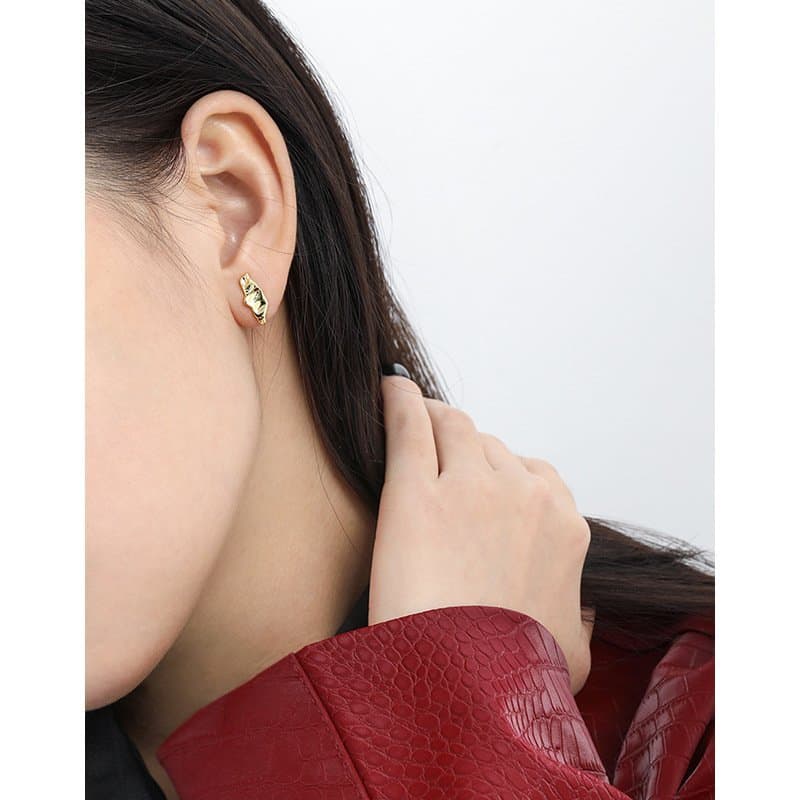 Geometric Irregular Pods 925 Sterling Silver Stud Earrings