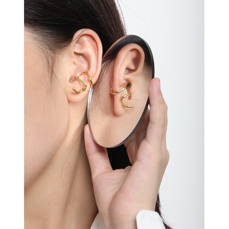 Irregular Snake Shape 925 Sterling Silver Non-Pierced Earrings