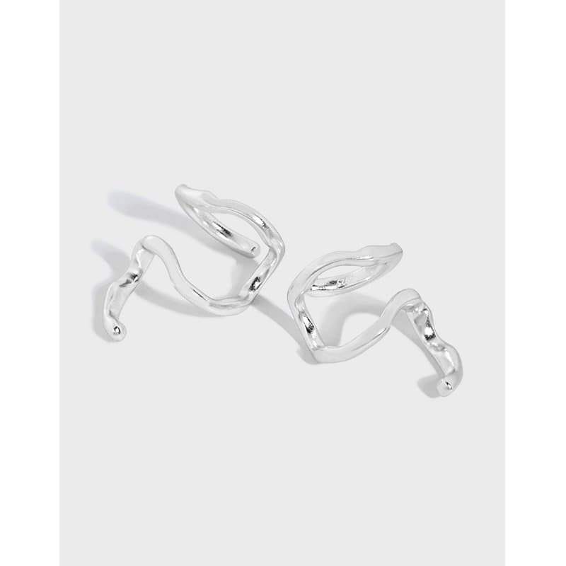 Irregular Snake Shape 925 Sterling Silver Non-Pierced Earrings