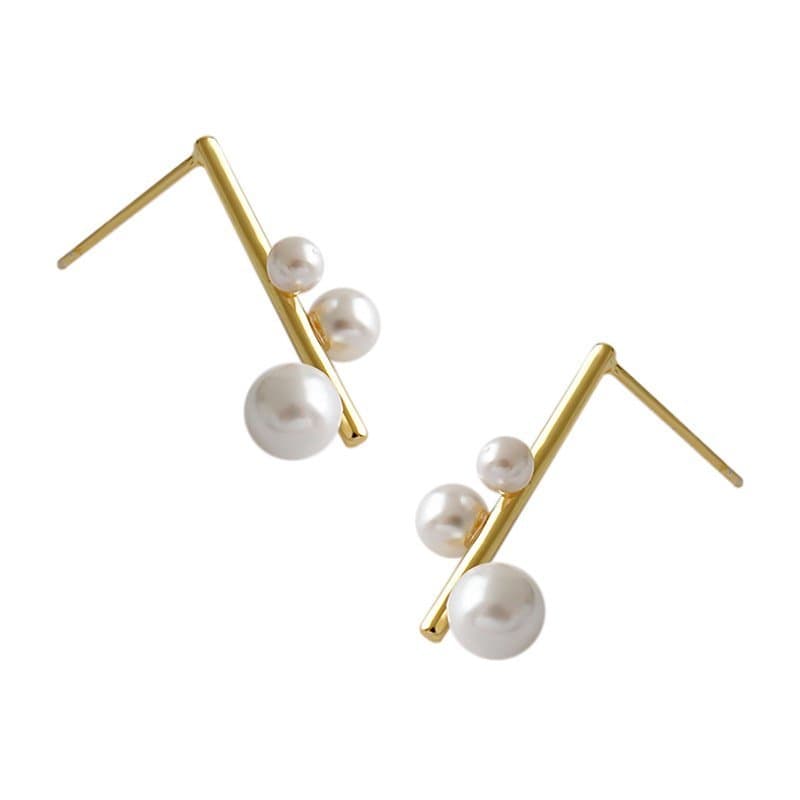 Shell Pearls Chandelie 925 Sterling Silver Stud Earrings