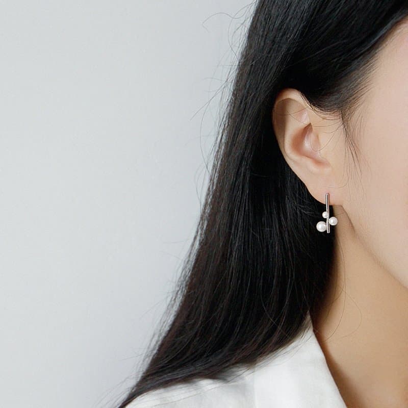 Shell Pearls Chandelie 925 Sterling Silver Stud Earrings