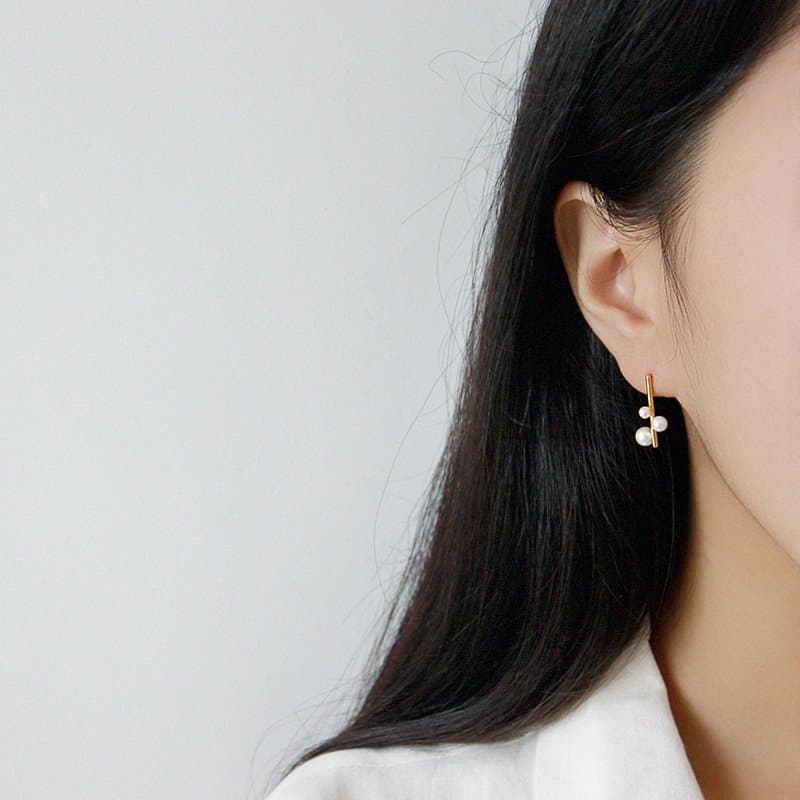 Shell Pearls Chandelie 925 Sterling Silver Stud Earrings