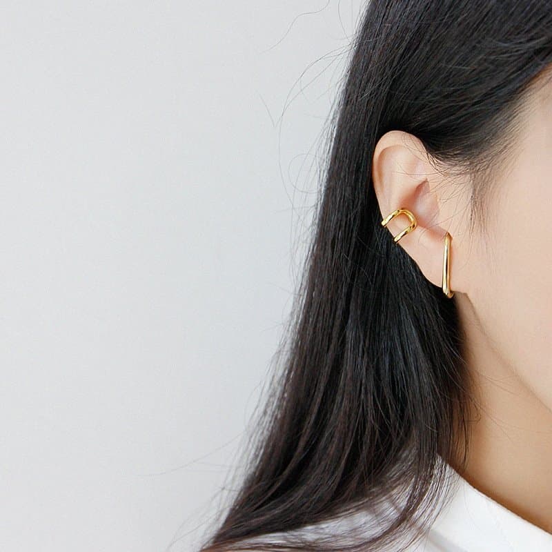 Letter C Shape 925 Sterling Silver Stud Earrings