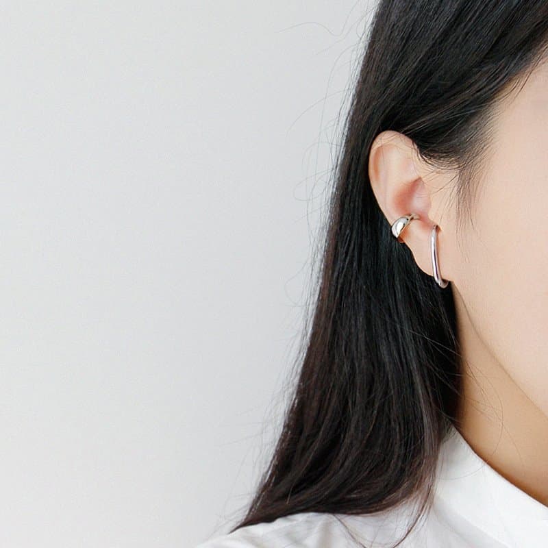 Letter C Shape 925 Sterling Silver Stud Earrings