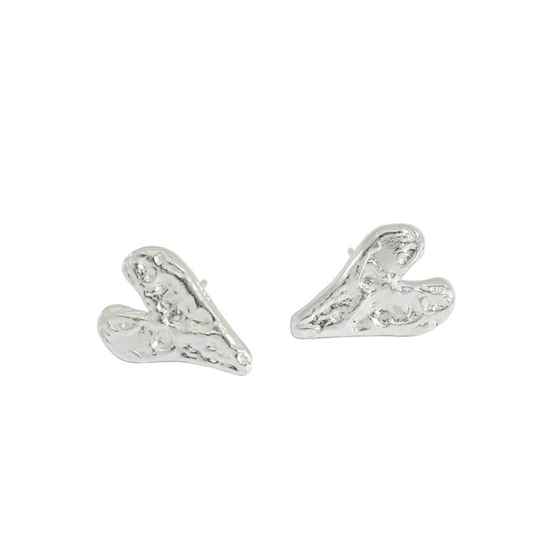 Honey Moon Irregular Heart 925 Sterling Silver Stud Earrings