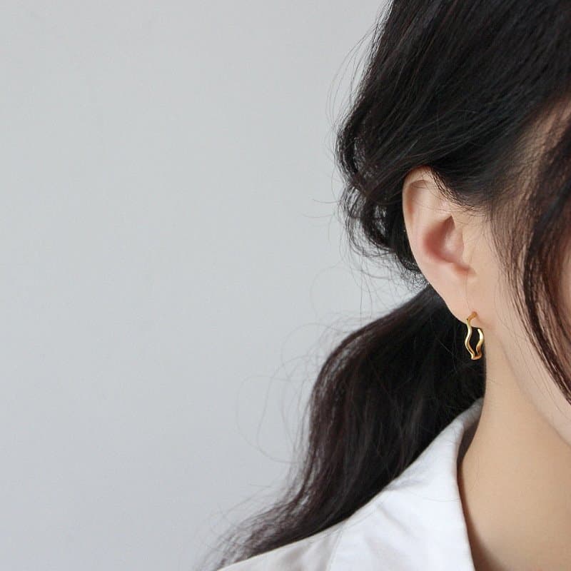 Wave Circle 925 Sterling Silver Hoop Earrings