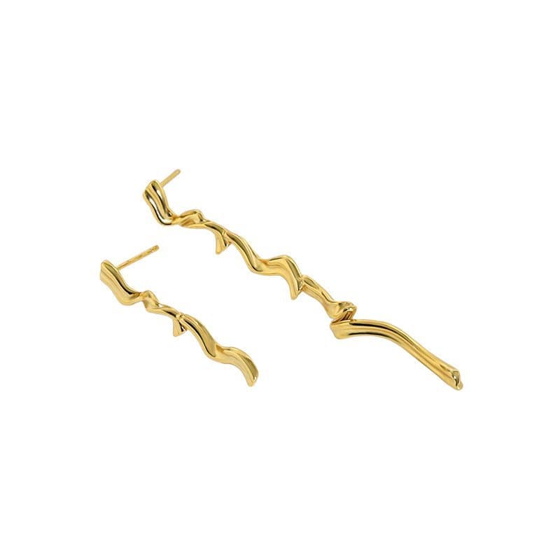 Asymmetric S Shape Twisted 925 Sterling Silver Dangling Earrings