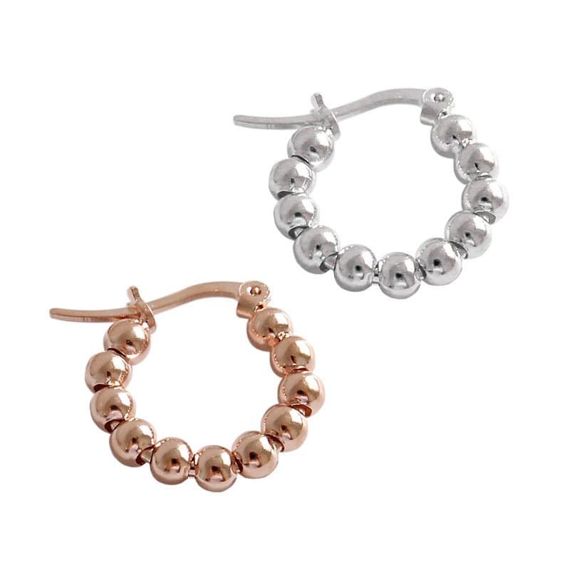 Beads 925 Sterling Silver Hoop Earrings