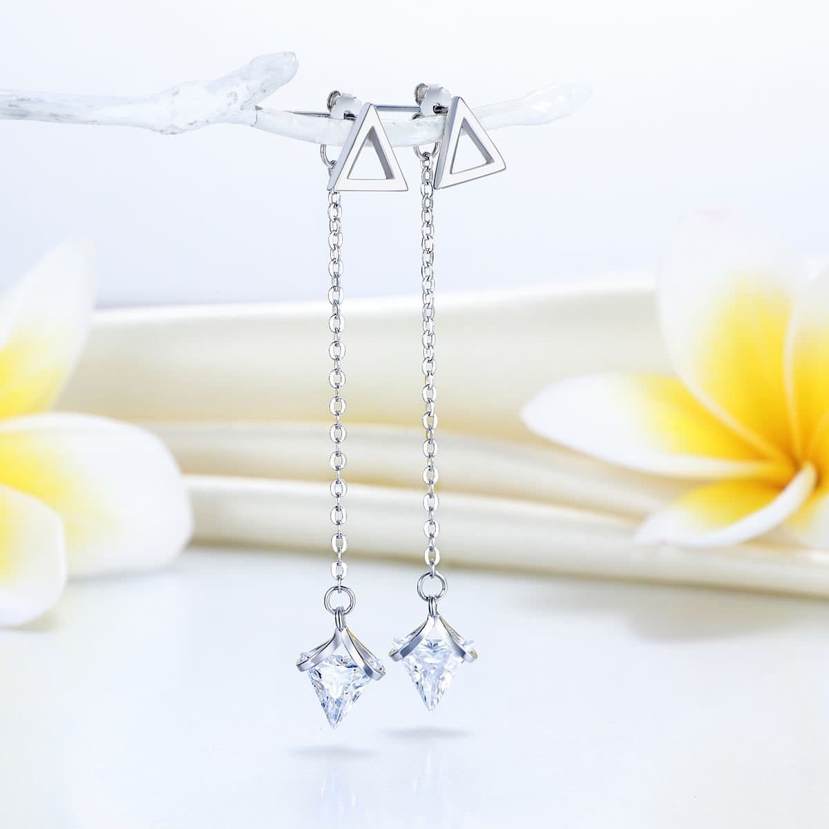 Sterling Silver Earrings Created Diamonds