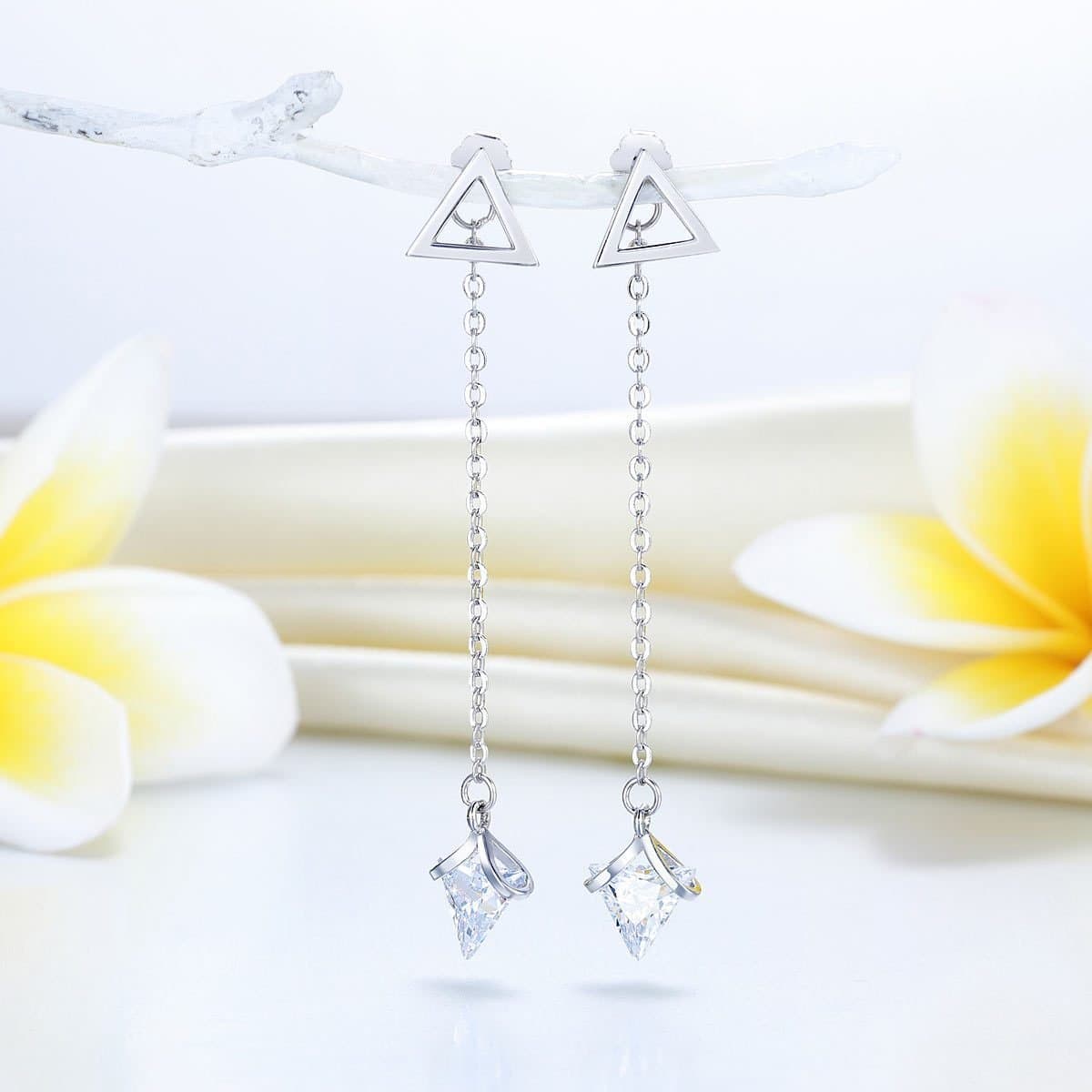 Sterling Silver Earrings Created Diamonds