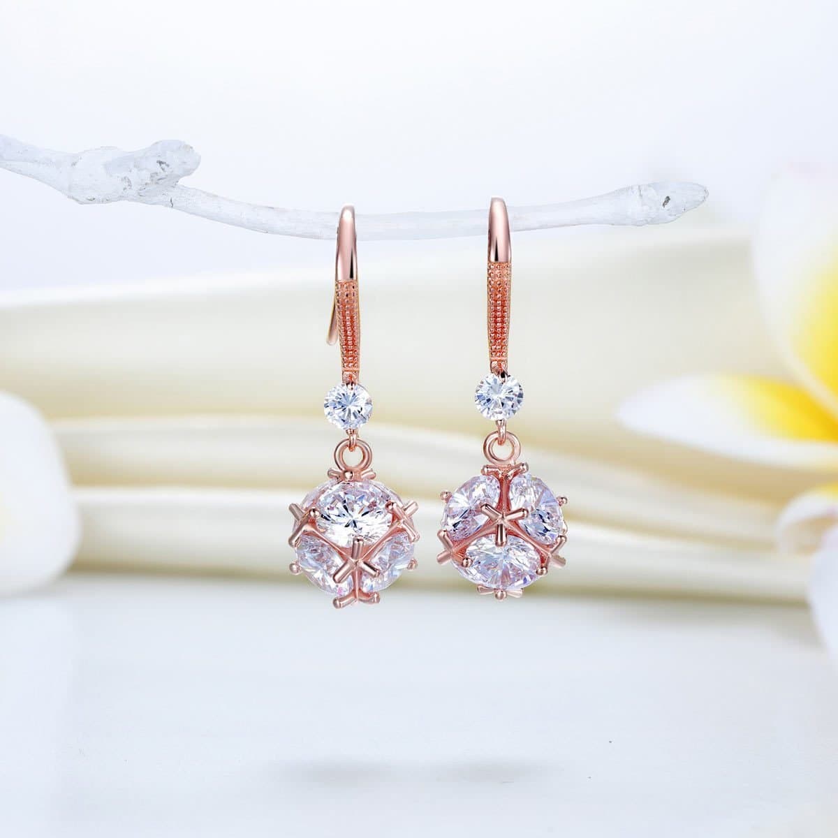 Rose Gold Plated Created Diamonds Earrings