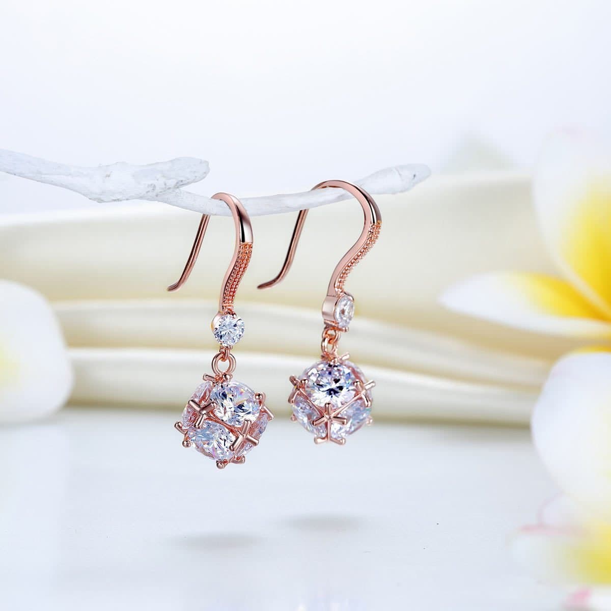 Rose Gold Plated Created Diamonds Earrings