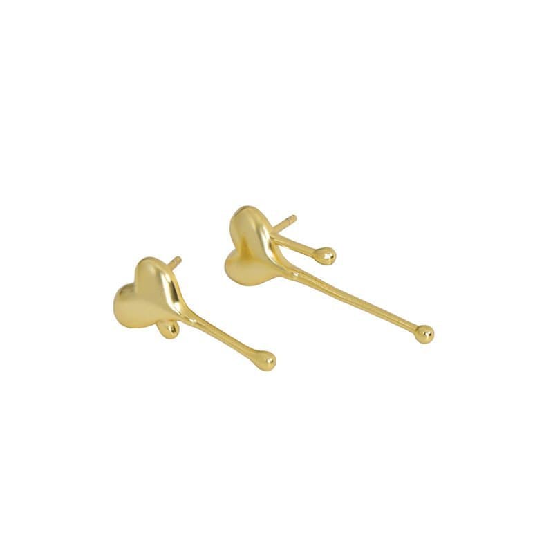 Asymmetric Heart Dropping 925 Sterling Silver Dangling Earrings