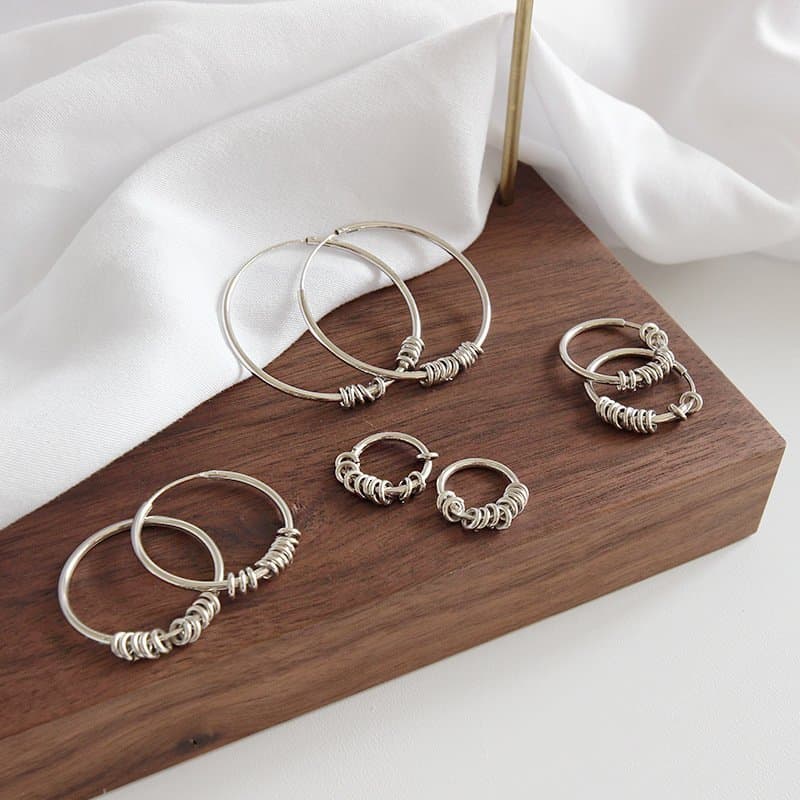 Multi Mini Circles 925 Sterling Silver Hoop Earrings