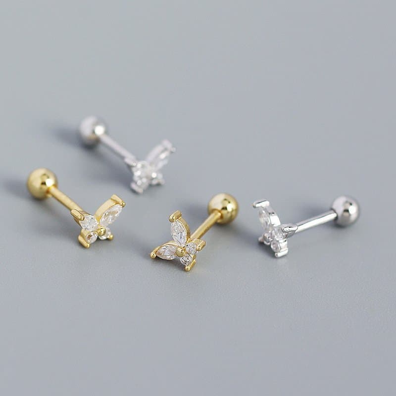 Mini CZ Butterfly 925 Sterling Silver Stud Earrings